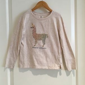 Gap Llamacorn Flip Sequin Long Sleeve Tee
